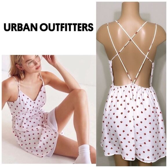 New. Urban Outfitters white & red floral dress. - Picture 1 of 6